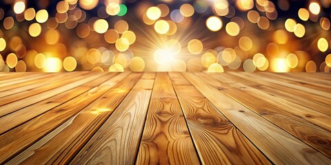 Wooden Floor Texture Background with Bokeh, Patterned Design, Photorealistic