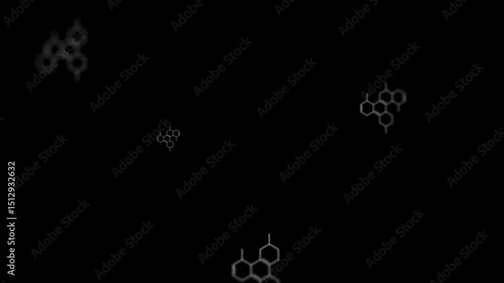 Poster dark geometric patterns with hexagonal shapes on black background