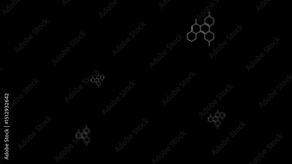 Poster abstract hexagonal pattern on black background with geometric shapes