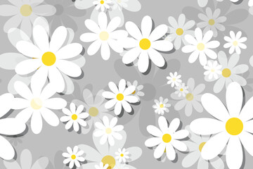 Seamless floral pattern with daisies and camomiles in a decorative summer design