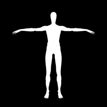 Silhouette of Human Figure in T-Pose Against Black Background Illustration Art