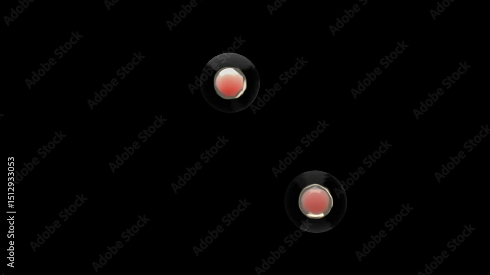 Poster abstract red and black objects on black background with minimalist design focus