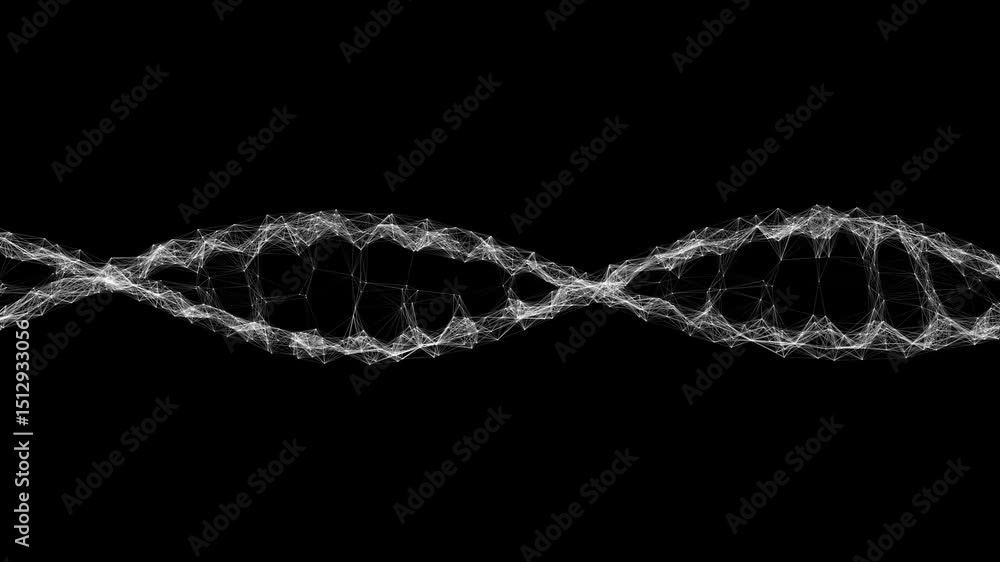 Poster dynamic abstract digital art with interwoven lines on a black background
