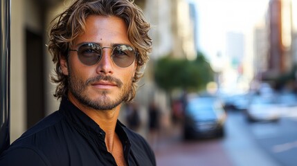 Fototapeta premium Stylish urban man in sunglasses