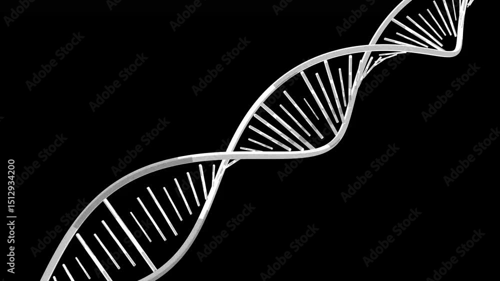 Poster abstract representation of a dna helix on a black background highlighting genetic structures