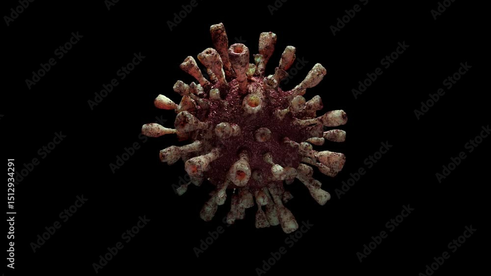 Poster detailed 3d visualization of a virus particle captured in dark setting