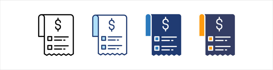 Bill Icon Set Multiple Style Collection  