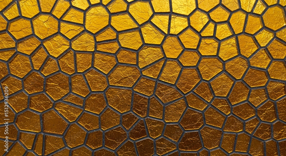 Poster abstract golden mosaic pattern with irregular shapes and dark grout lines creating a luxurious textu