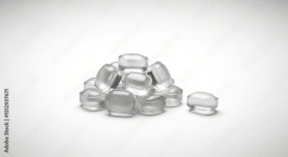 Poster macro photography a stunning close-up of transparent, crystal-like objects arranged in a pile, isola
