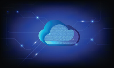 A digital cloud icon with colorful data streams, representing technology and connectivity. background is dark, enhancing vibrant colors of cloud