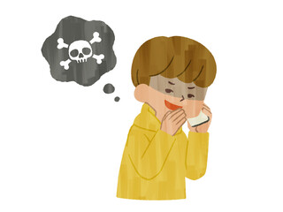 スマホで電話をしている悪意を持った男性-ガッシュ