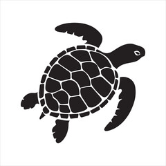  Sea Turtle Silhouette Icon – Marine Wildlife Vector Illustration