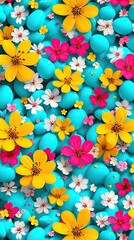 Vibrant Floral Arrangement on an Aquatic Background