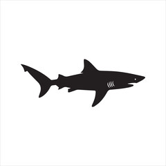 Shark Silhouette Icon – Ocean Predator Vector Illustration