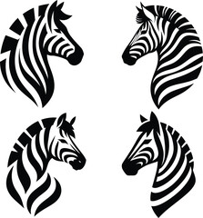 Obraz premium Zebra Silhouette Set | Stylized African Wildlife Vector | Striped Animal Graphic