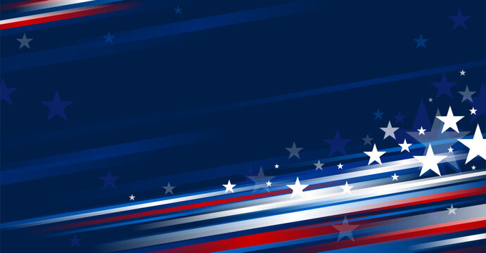 4th of july USA independence day banner design of stars and line on blue background with copy space vector illustration