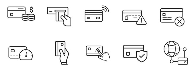  Money and payment icon set in outlined style. Suitable for design element financial and online trading, digital payment, and business technology app. vector
