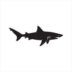 Shark Silhouette Icon – Ocean Predator Vector Illustration