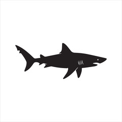 Shark Silhouette Icon – Ocean Predator Vector Illustration