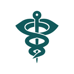 medical snake symbol icon, caduceus medical symbol on white background