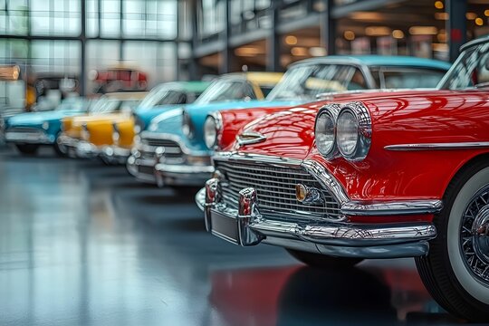 Fototapeta Classic Vintage Cars in Showroom