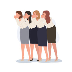 Fototapeta premium office drama whispering chain concept. female colleagues spreading rumors