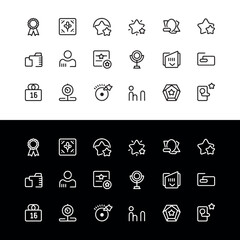 Benefits set of web icons in line style. Exclusive benefits linear icon collection. Includes rewards, bonus, loyalty, star, winner, prize, award, incentive, reward and more. high resolution vector fil