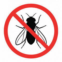 Photo-Realistic House Fly Silhouette in Prohibited Symbol &ndash; Highly Detailed Digital Art with Cinematic Lighting
