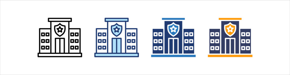 Police Station Icon Set Multiple Style Collection