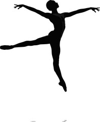 Silhouette Style Line Art of Ballet Performer Mid-Jump © nurhasanah