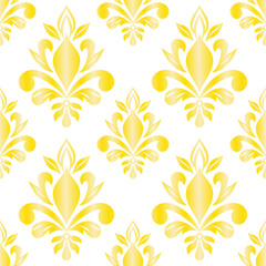 Classic Damask seamless pattern, Vintage gold design, element style, floral ornament, Luxury Ornamental lace tracery, wallpaper, Traditional background, Vector Illustration for Elegant Textile Design