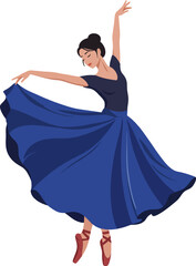 Clean Vector Art of Ballerina Kneeling with Tutu Spread © nurhasanah