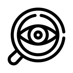 Magnifying Glass over Eye line icon