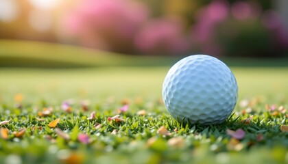 Naklejka premium pastel colored soft focus scene with the golf ball slightly blurred, creating a dreamy effect.