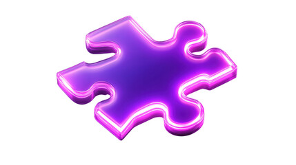 Obraz premium neon purple puzzle piece 3d render icon on white background