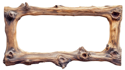 old log wooden frame on white background