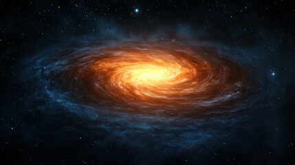 Fototapeta premium Stunning Cosmic Swirl of Bright Orange and Deep Blue in the Heart of the Galaxy Capturing the Infinite Beauty of the Universe and Its Mysteries