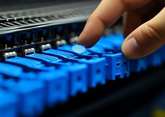 Technician adjusting server components