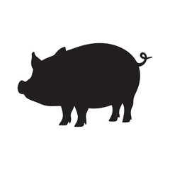 Vector of pig black Silhouette white background.