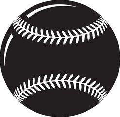 Baseball ball sign. Black softball icon isolated on white background. Equipment for professional american sport. Symbol of play, team, game and competition, recreation. Flat design Vector illustration