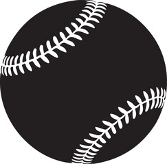 Baseball ball sign. Black softball icon isolated on white background. Equipment for professional american sport. Symbol of play, team, game and competition, recreation. Flat design Vector illustration