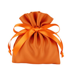 orange gift bag with ribbon on white background, PNG, gift bag with ribbon, present bag, gift packaging, orange present bag, gift wrap, ribbon gift bag, gift bag 