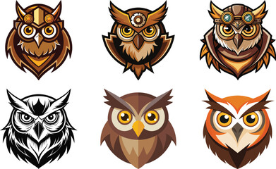set of owls art design