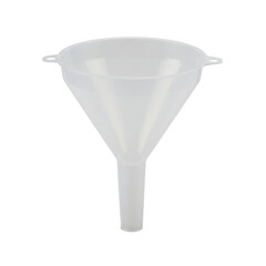 white plastic funnel isolated on transparent background, PNG, funnel isolated, funnel cutout, kitchen funnel, lab funnel, transparent background, funnel clipart, funnel tool
