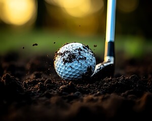 Golf ball landing in the dirt