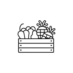 Naklejka premium Crate of Various Produce Outline