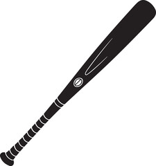 A black and white silhouette of a baseball bat