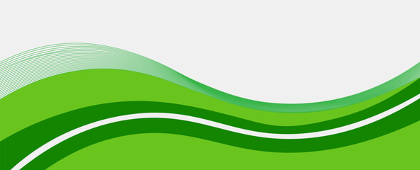 Abstract White and Green wave wide background banner