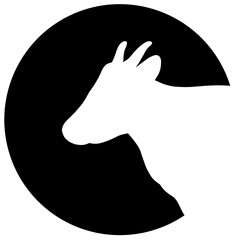 Unity and Devotion: Clean Cartoon Illustration of a Cow in a Black Circle, Representing the Collective Spirit and Religious Commitment of Muslims during Eid al-Adha