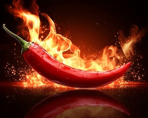 Chili pepper in fire
